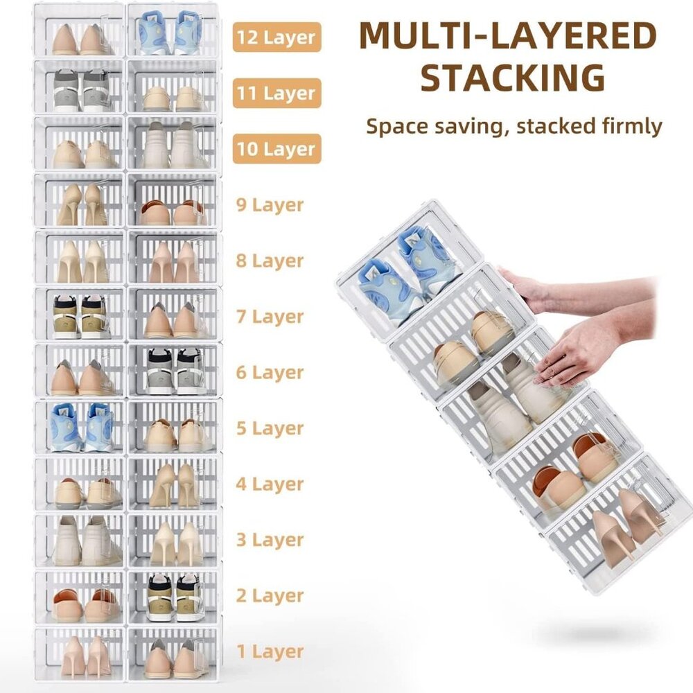 Clear Shoe Box, Storage Organizer, Stackable